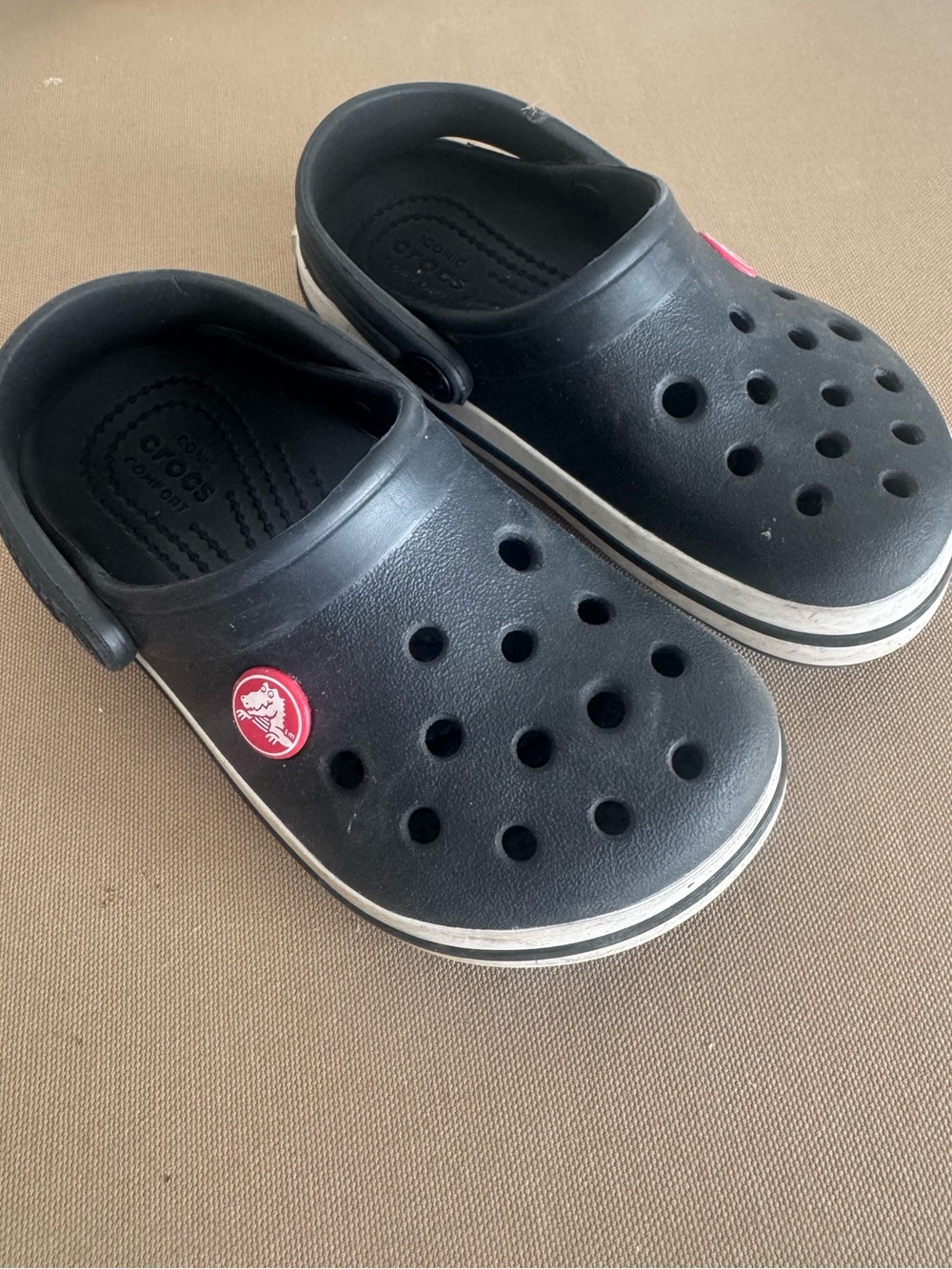 CROCS Kids Classic Clog in Black with Red Logo